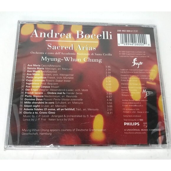 2 New 90s Andrea Bocelli CDs Sacred Arias 1999 and Sogno 1998 The Prayer - Picture 5 of 8